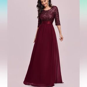 Ever-Pretty Women's Elegant A Line Crew Neck Half Sleeve Sequin Maxi Dress 00683